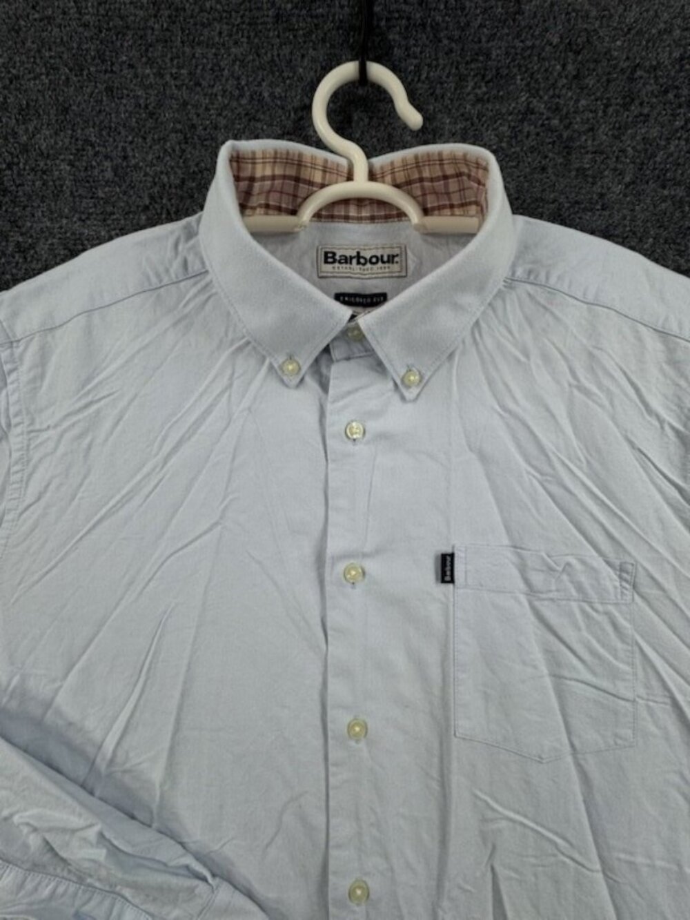 Barbour Stapleton Flannel Cotton Soft Medium Tailored Button-Down Blue Mens